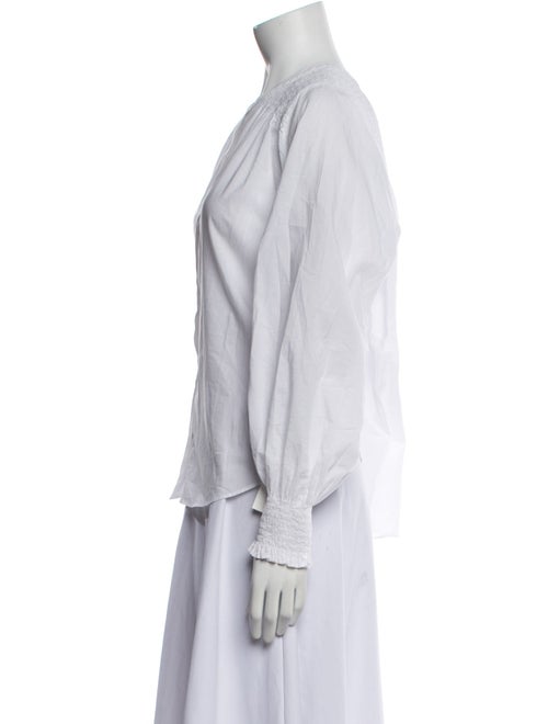 Veronica Beard Mock Neck Long Sleeve Button-Up Top