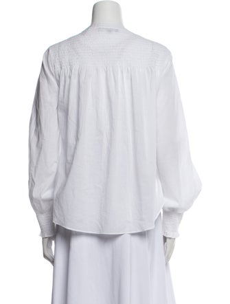 Veronica Beard Mock Neck Long Sleeve Button-Up Top