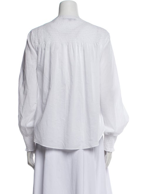 Veronica Beard Mock Neck Long Sleeve Button-Up Top