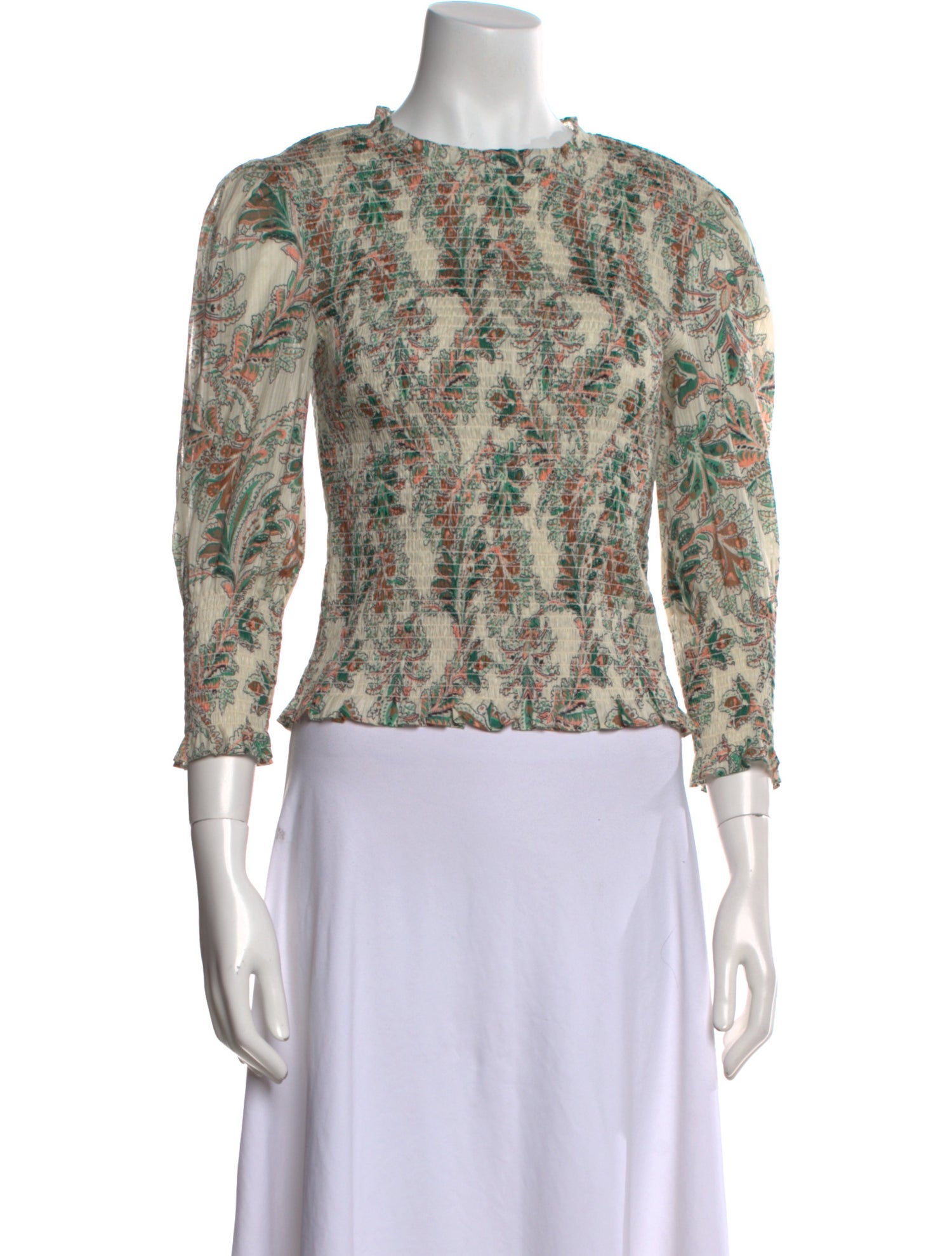 Veronica Beard Floral Print Bateau Neckline Blouse