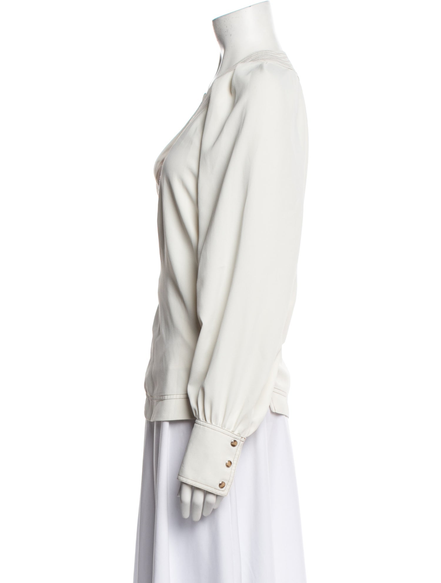 Veronica Beard V-Neck Long Sleeve Blouse