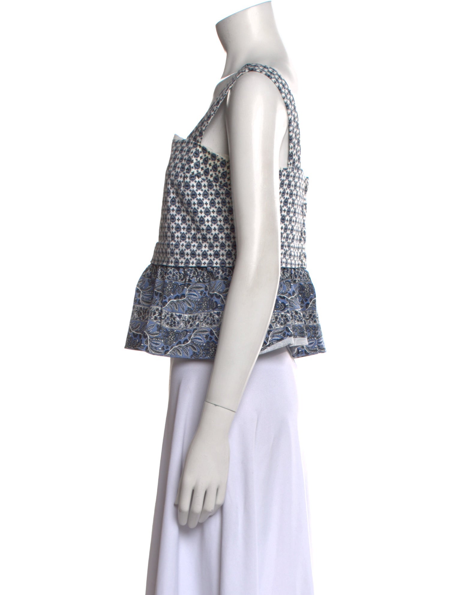 Veronica Beard Paisley Print Square Neckline Crop Top