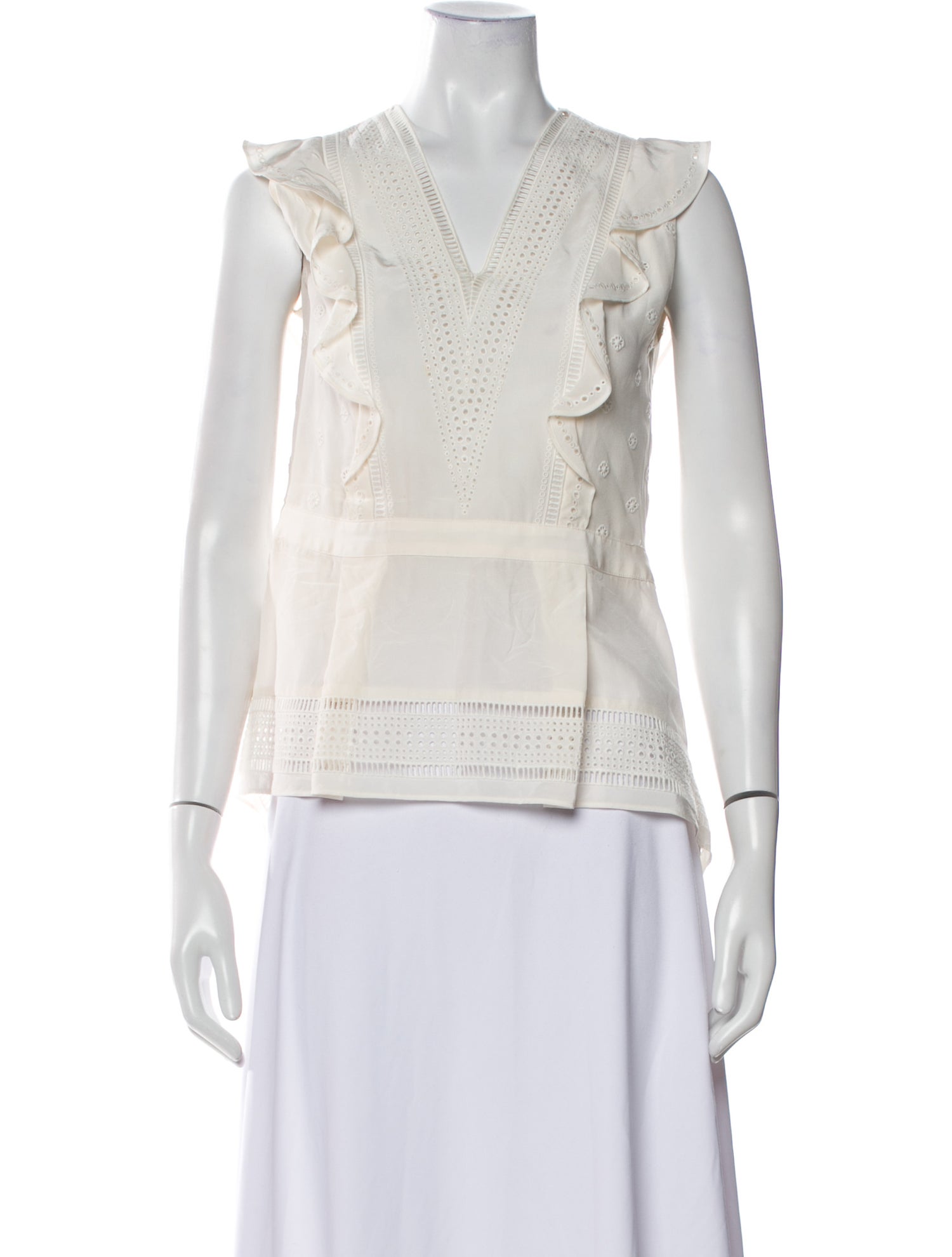 Veronica Beard Silk V-Neck Crop Top