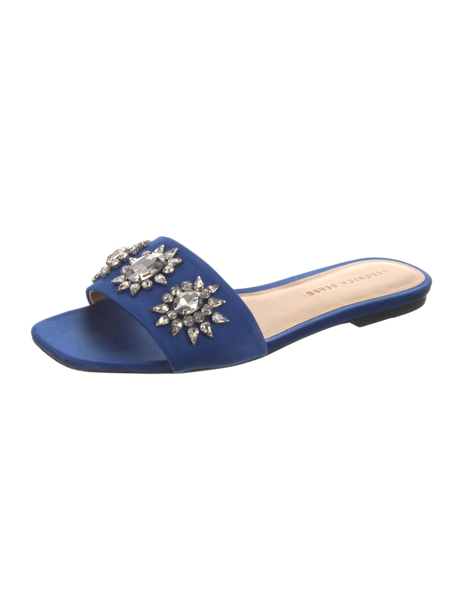 Veronica Beard Satin Crystal Embellishments Slides