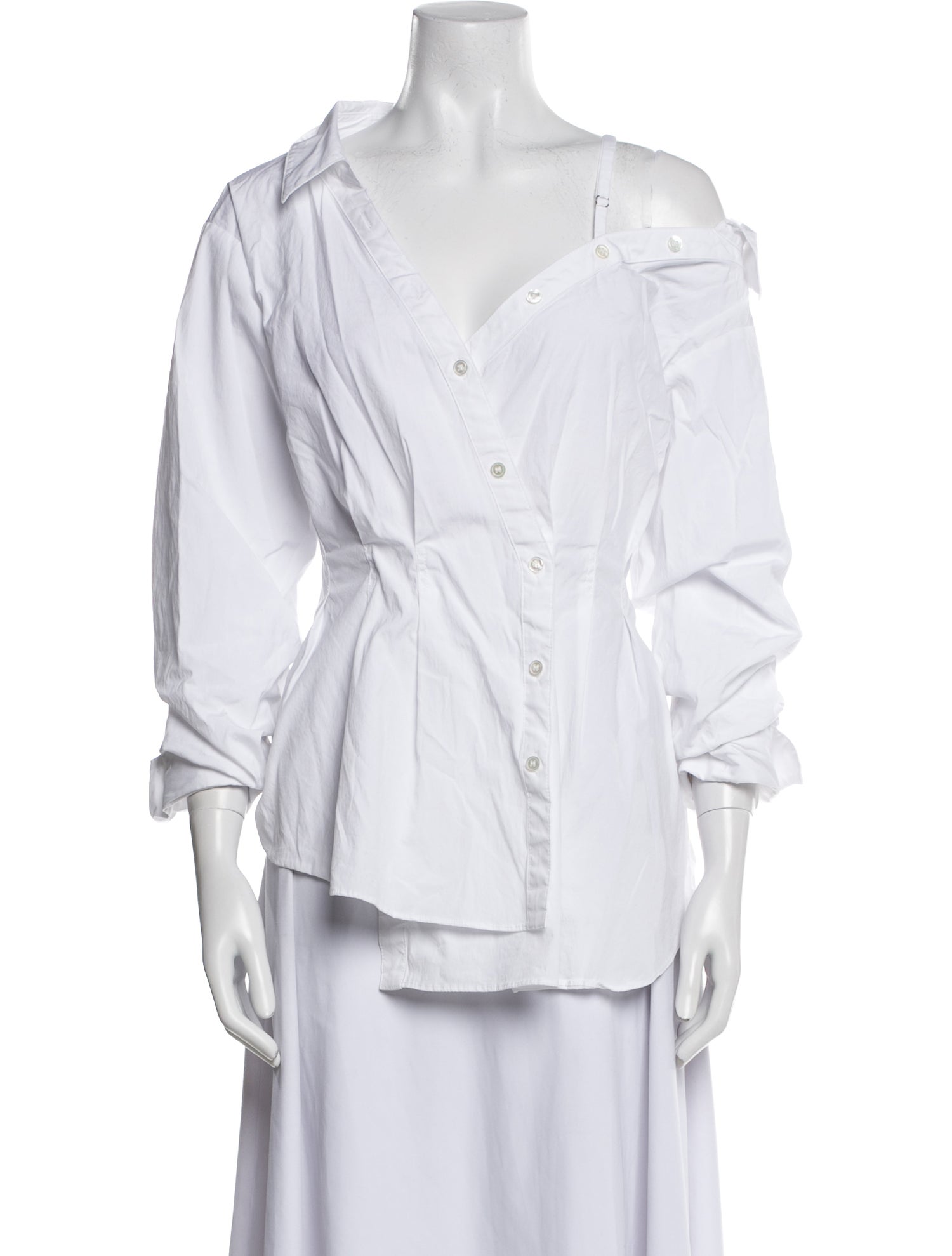 Veronica Beard V-Neck Long Sleeve Button-Up Top