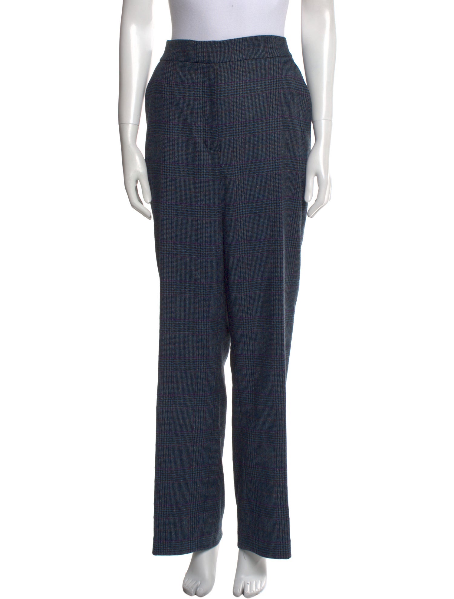 Veronica Beard Plaid Print Wide Leg Pants