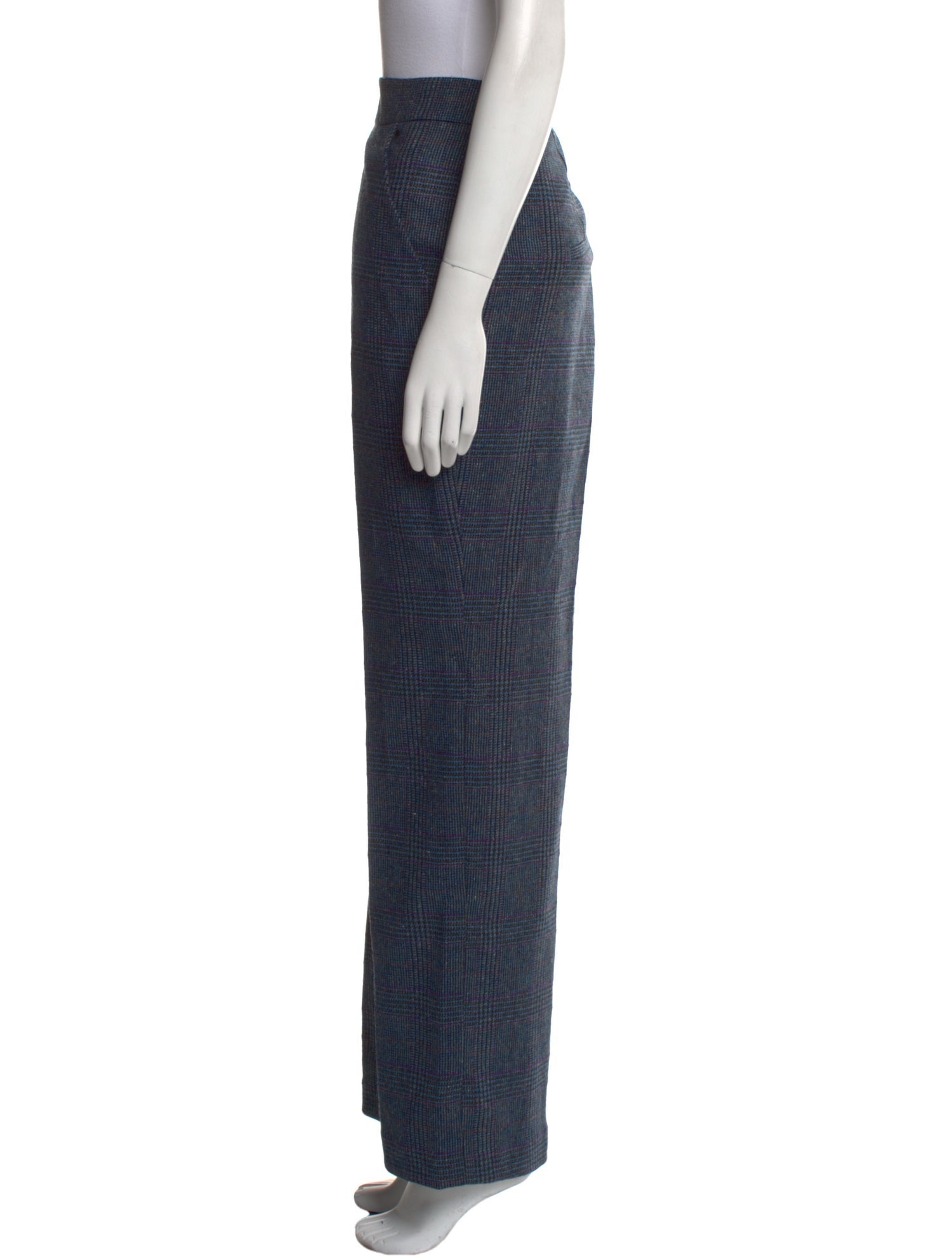 Veronica Beard Plaid Print Wide Leg Pants