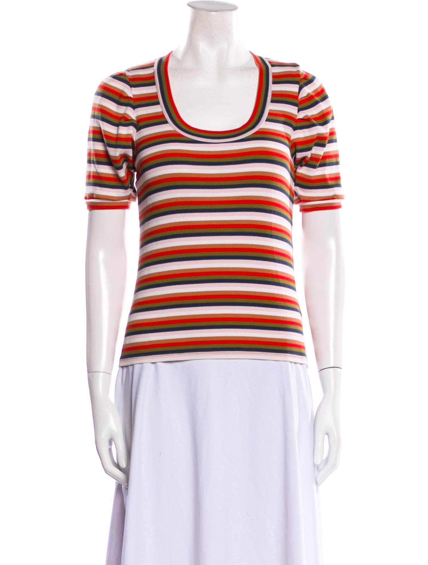 Veronica Beard Striped Scoop Neck T-Shirt