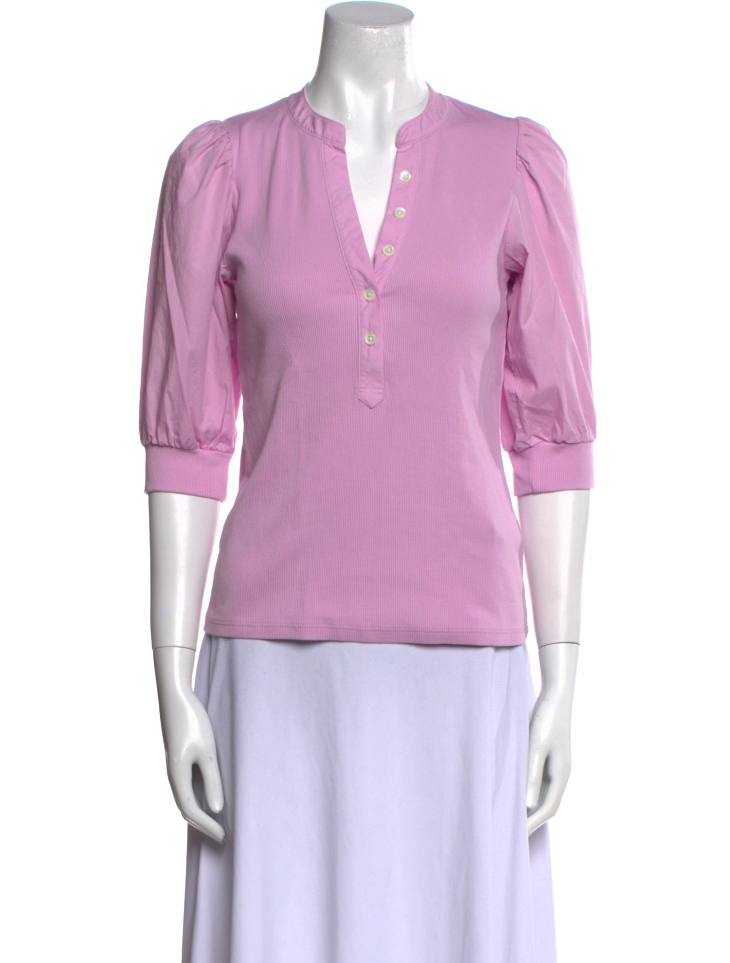 Veronica Beard V-Neck Three-Quarter Sleeve Polo