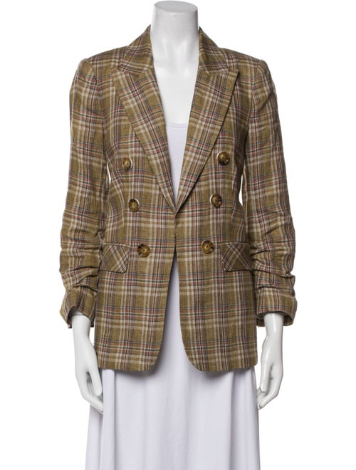 Veronica Beard Linen Plaid Print Peacoat