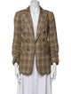 Veronica Beard Linen Plaid Print Peacoat