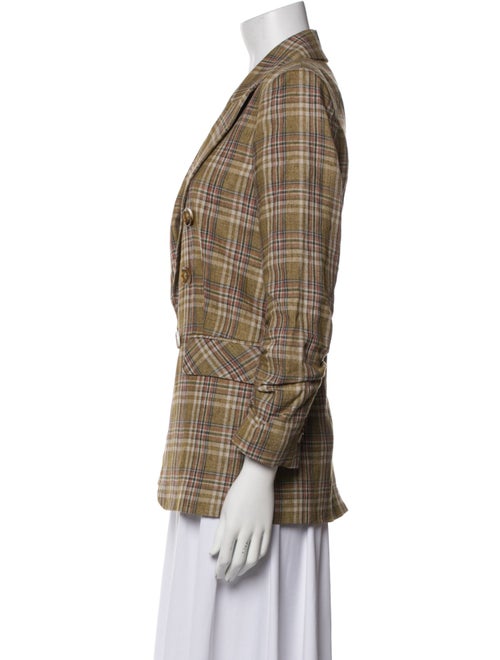 Veronica Beard Linen Plaid Print Peacoat