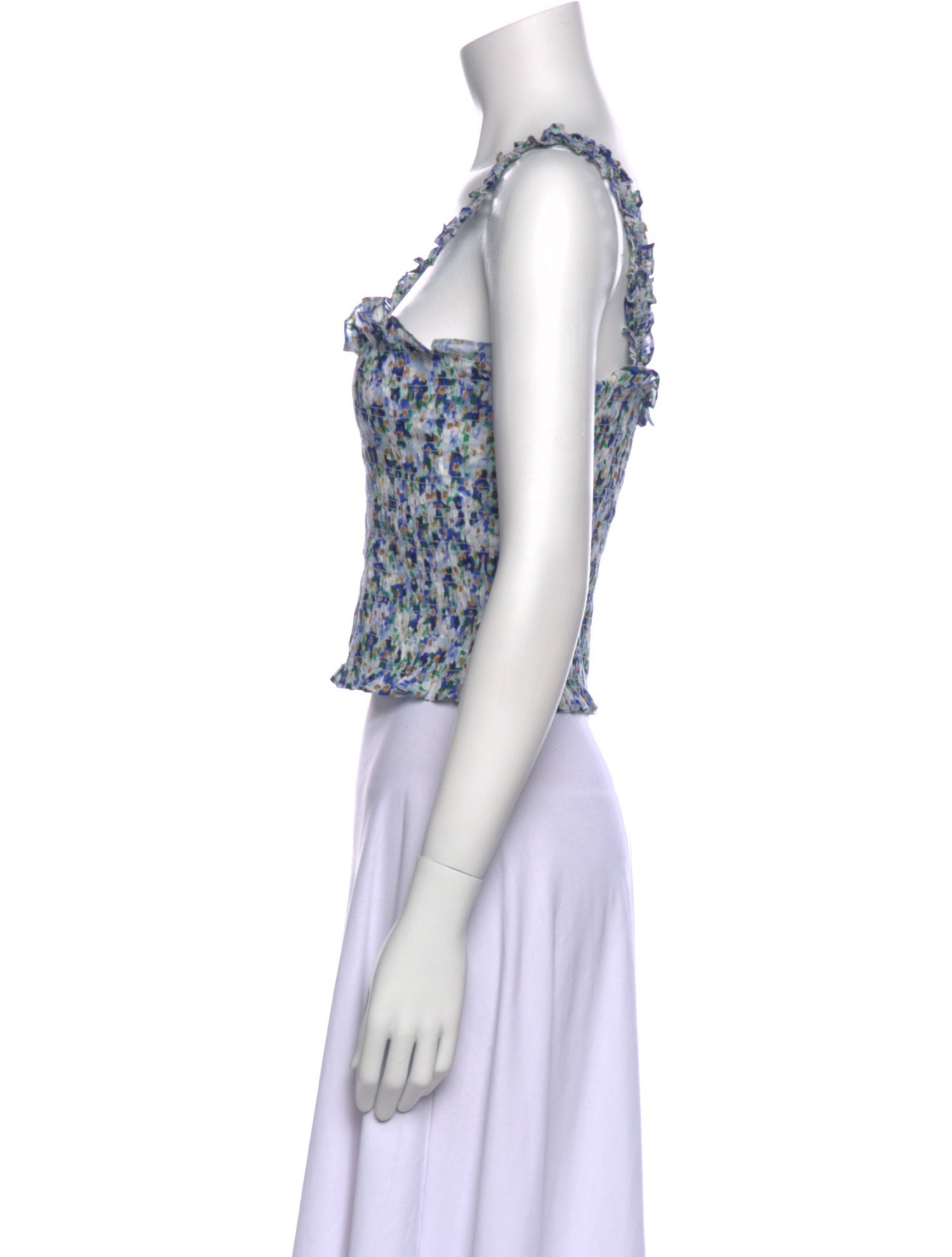 Veronica Beard Printed Square Neckline Crop Top