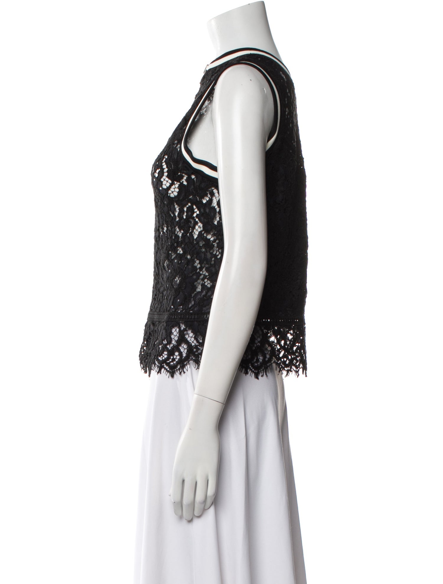 Veronica Beard Lace Pattern Mock Neck Blouse