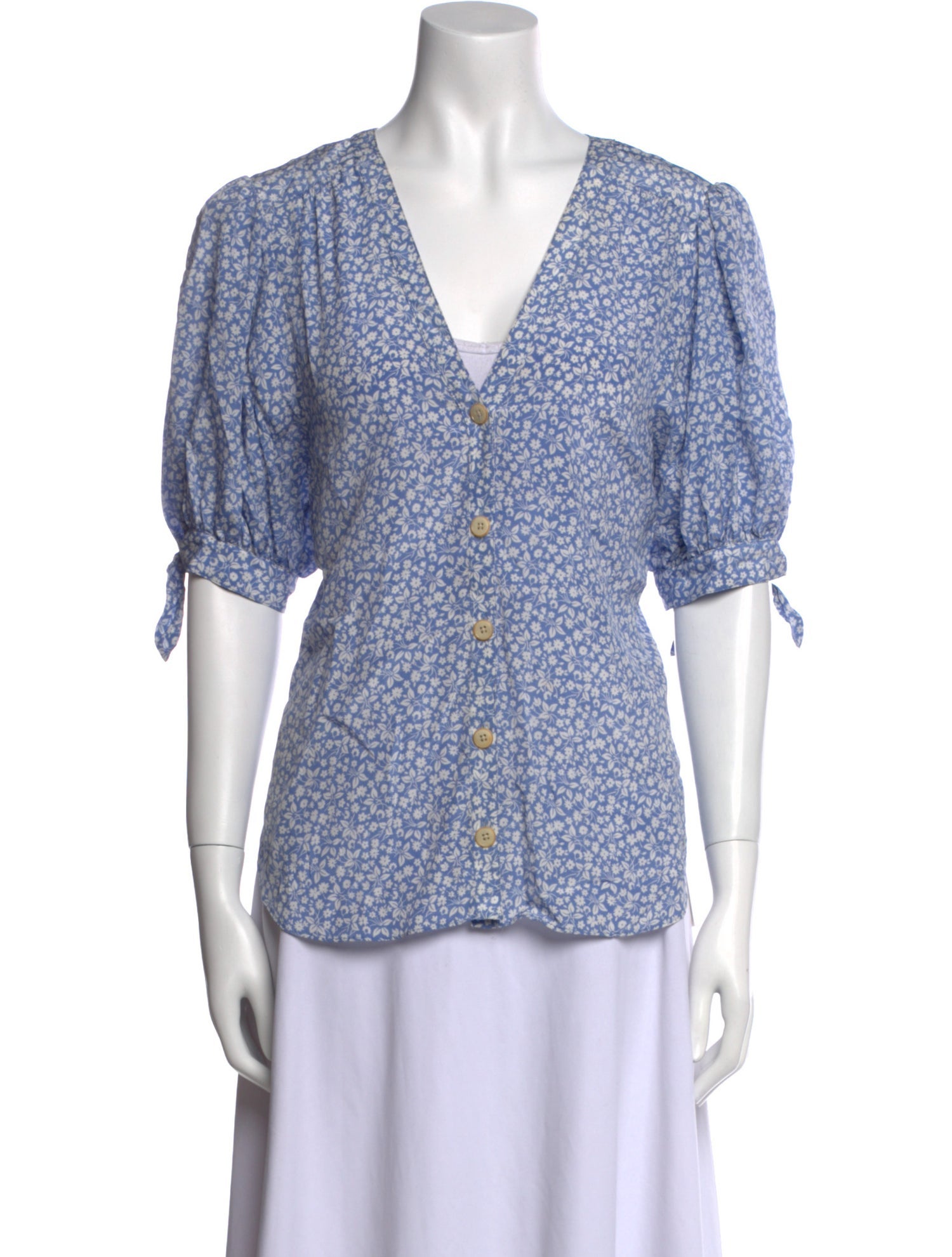 Veronica Beard Silk Floral Print Button-Up Top