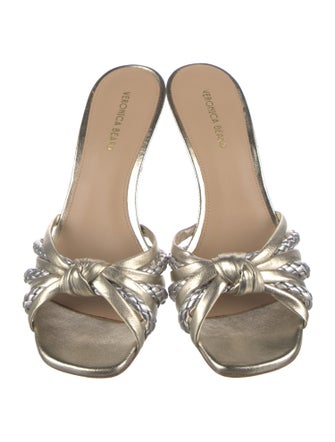 Veronica Beard Leather Braided Accents Slides