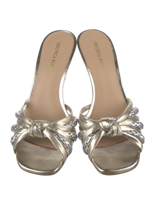 Veronica Beard Leather Braided Accents Slides