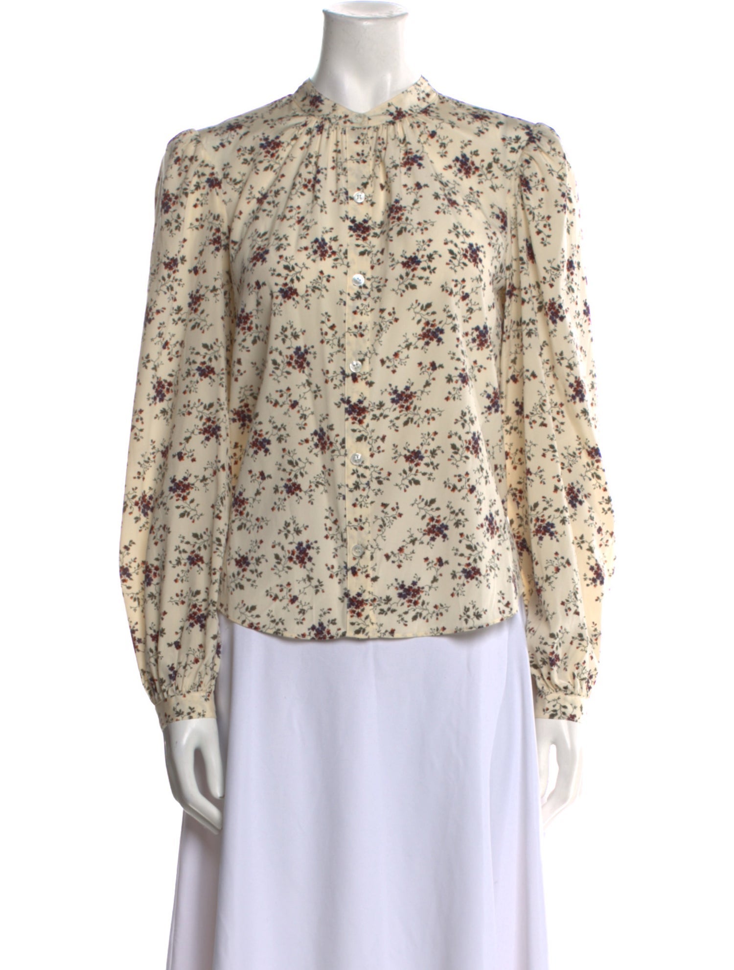 Veronica Beard Floral Print Mock Neck Blouse