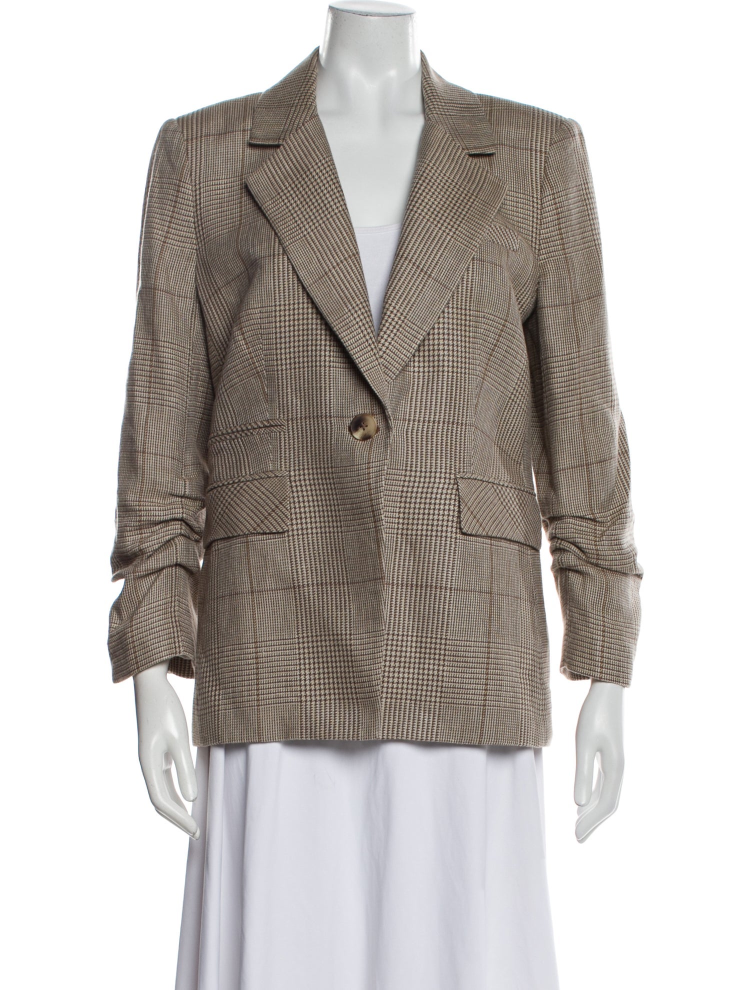 Veronica Beard Linen Plaid Print Blazer