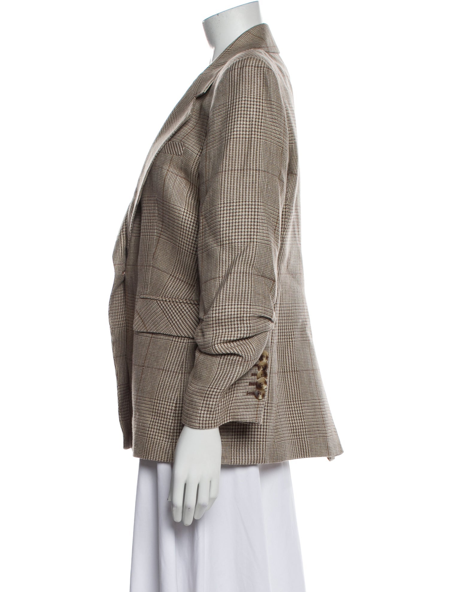 Veronica Beard Linen Plaid Print Blazer