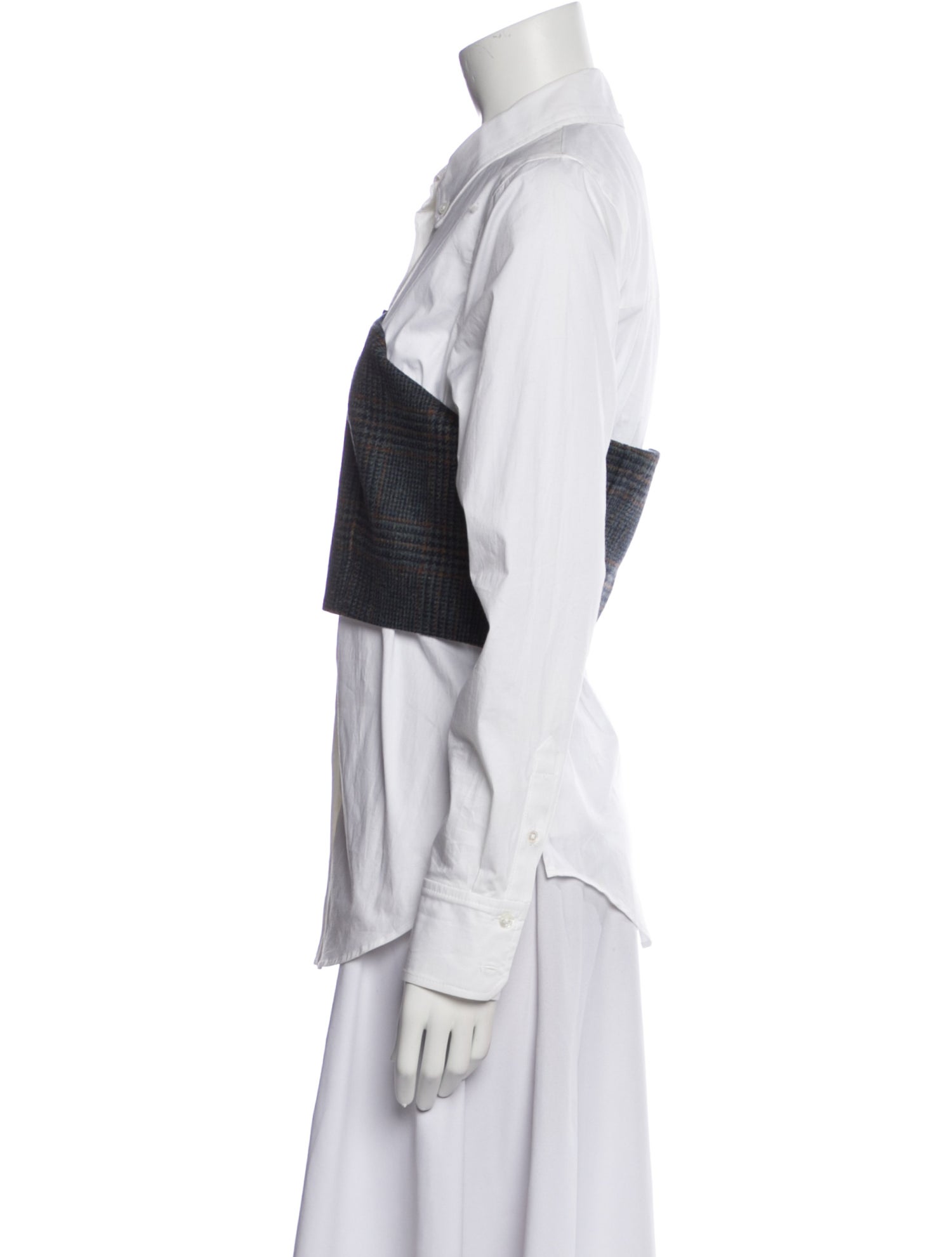 Veronica Beard Plaid Print Long Sleeve Button-Up Top