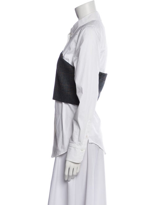 Veronica Beard Plaid Print Long Sleeve Button-Up Top