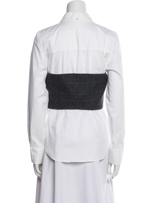 Veronica Beard Plaid Print Long Sleeve Button-Up Top