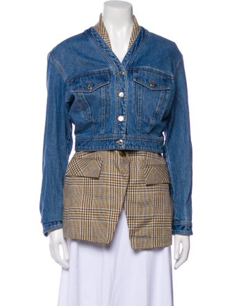 Veronica Beard Plaid Print Denim Jacket