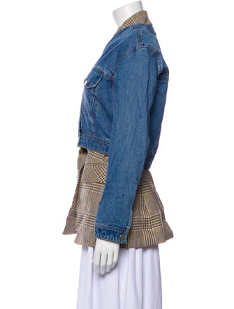 Veronica Beard Plaid Print Denim Jacket