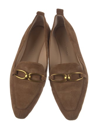 Veronica Beard Suede Chain-Link Accents Loafers