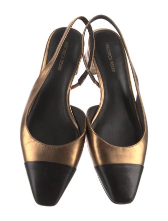 Veronica Beard Leather Colorblock Pattern Slingback Pumps