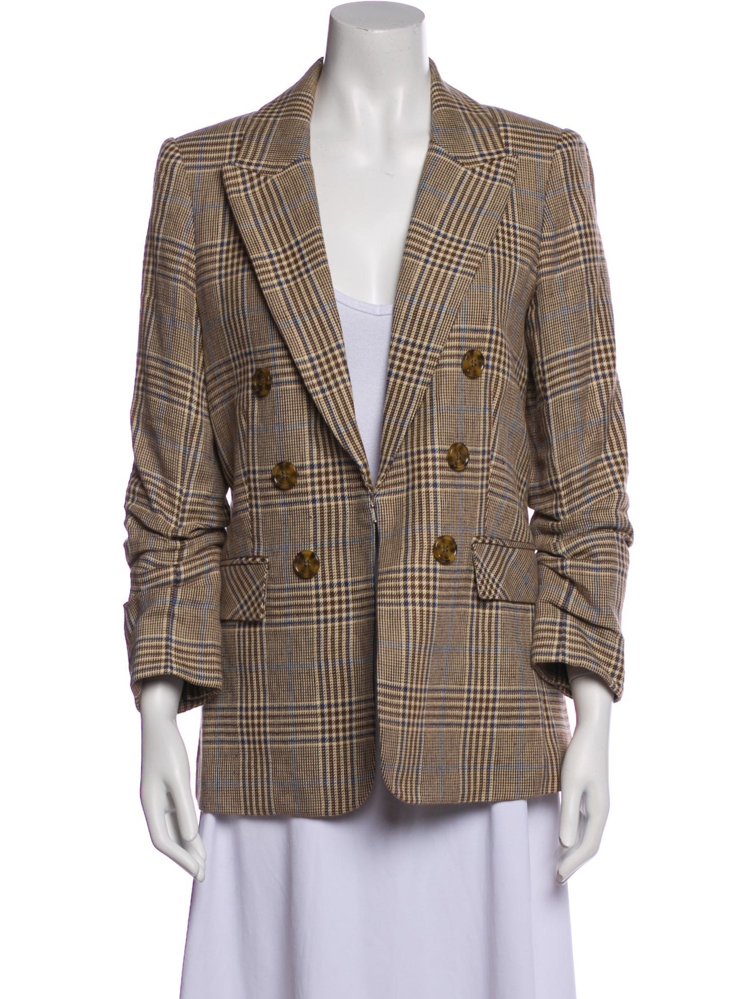 Veronica Beard Linen Houndstooth Print Coat