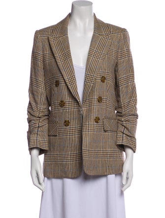 Veronica Beard Linen Houndstooth Print Coat