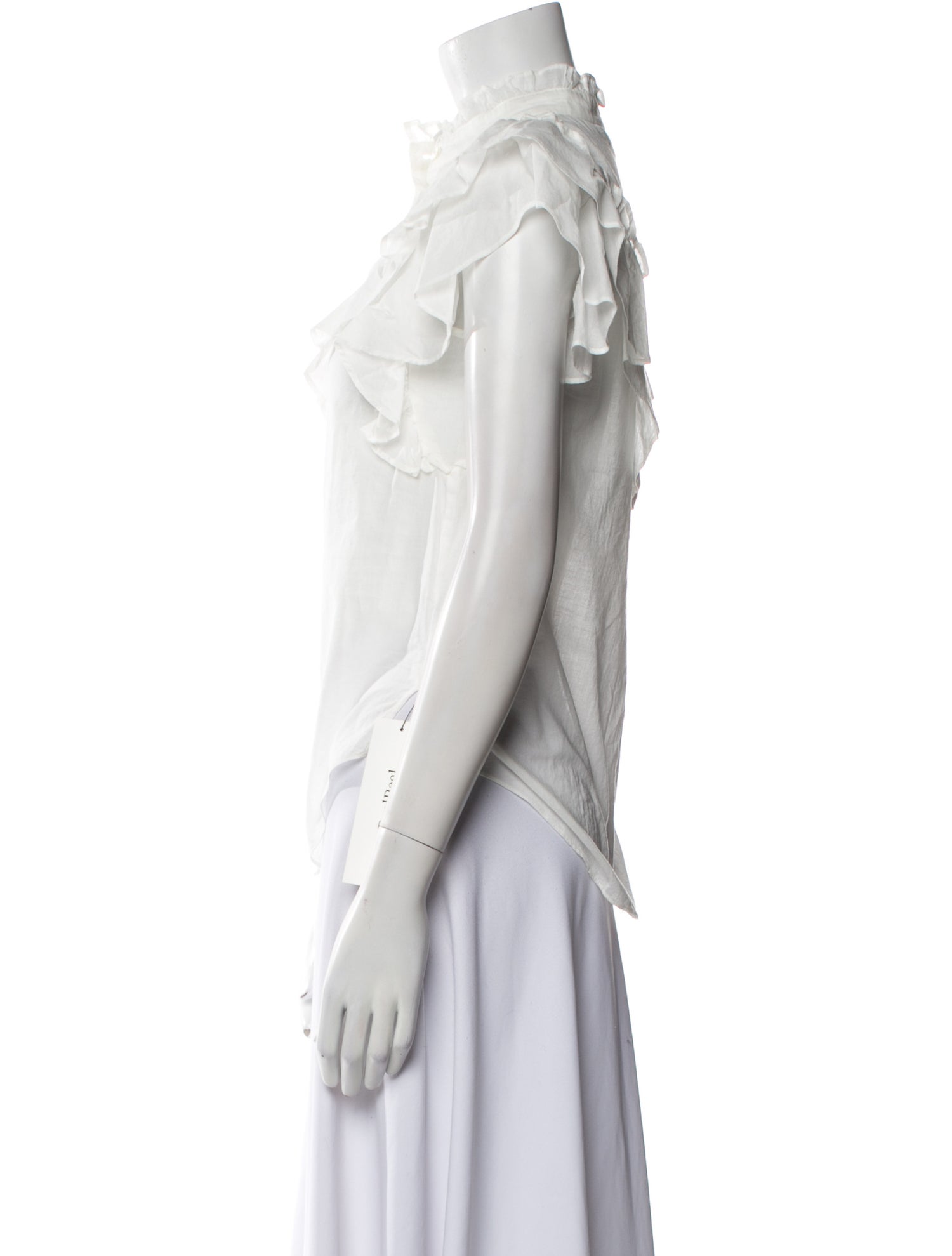 Veronica Beard Mock Neck Short Sleeve Button-Up Top