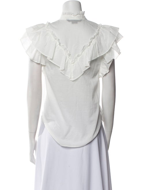 Veronica Beard Mock Neck Short Sleeve Button-Up Top