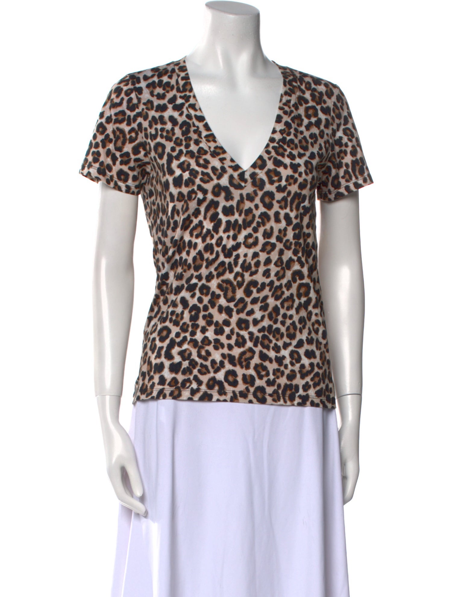 Veronica Beard Animal Print V-Neck T-Shirt