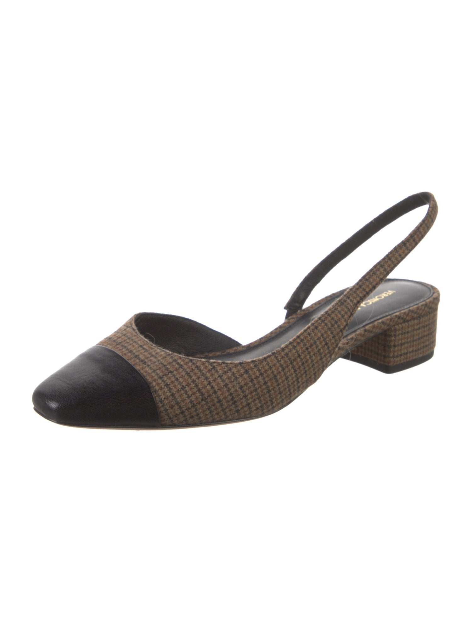Veronica Beard Wool Houndstooth Print Slingback Flats