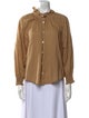 Veronica Beard Mock Neck Long Sleeve Button-Up Top