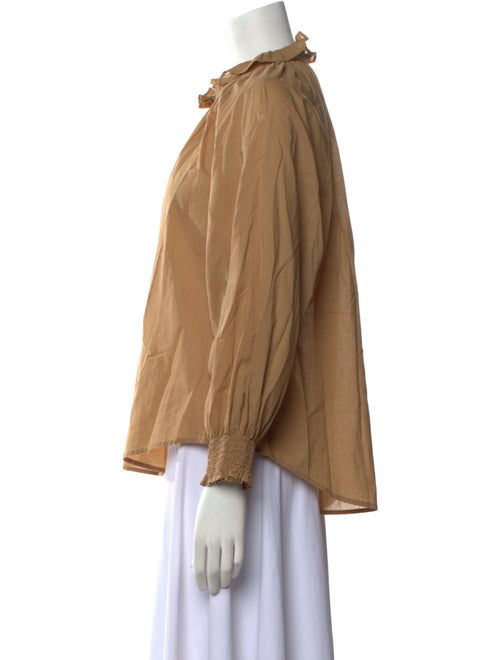 Veronica Beard Mock Neck Long Sleeve Button-Up Top