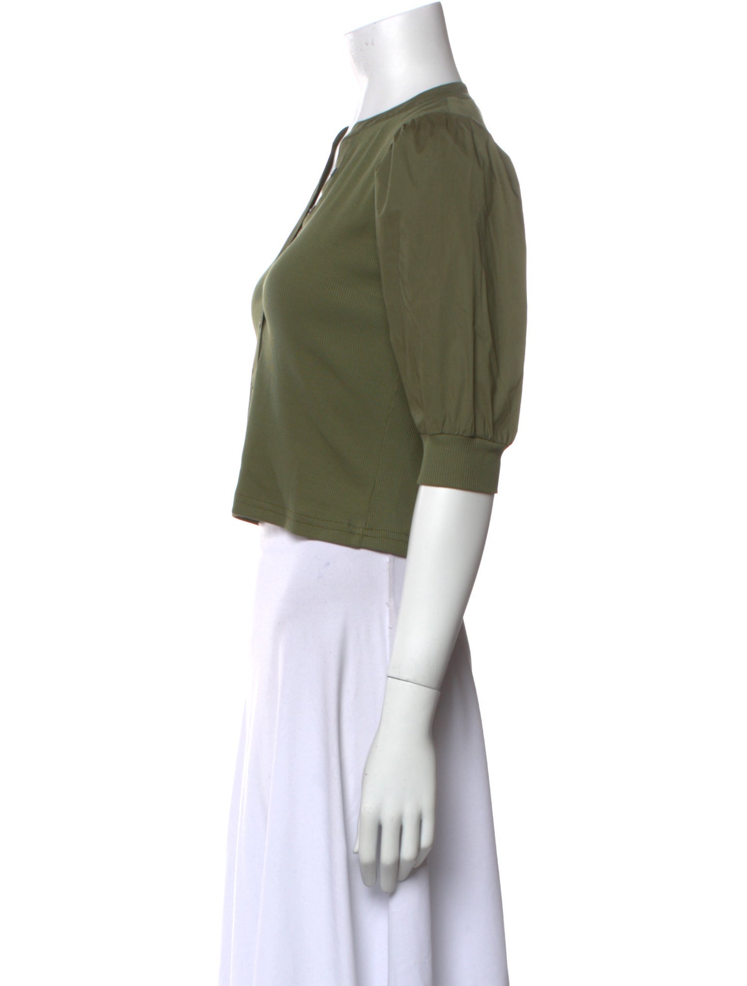 Veronica Beard V-Neck Three-Quarter Sleeve Crop Top