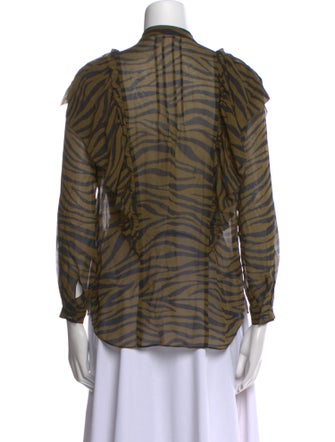 Veronica Beard Silk Animal Print Button-Up Top