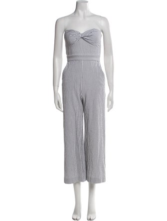 Veronica Beard Striped Strapless Jumpsuit