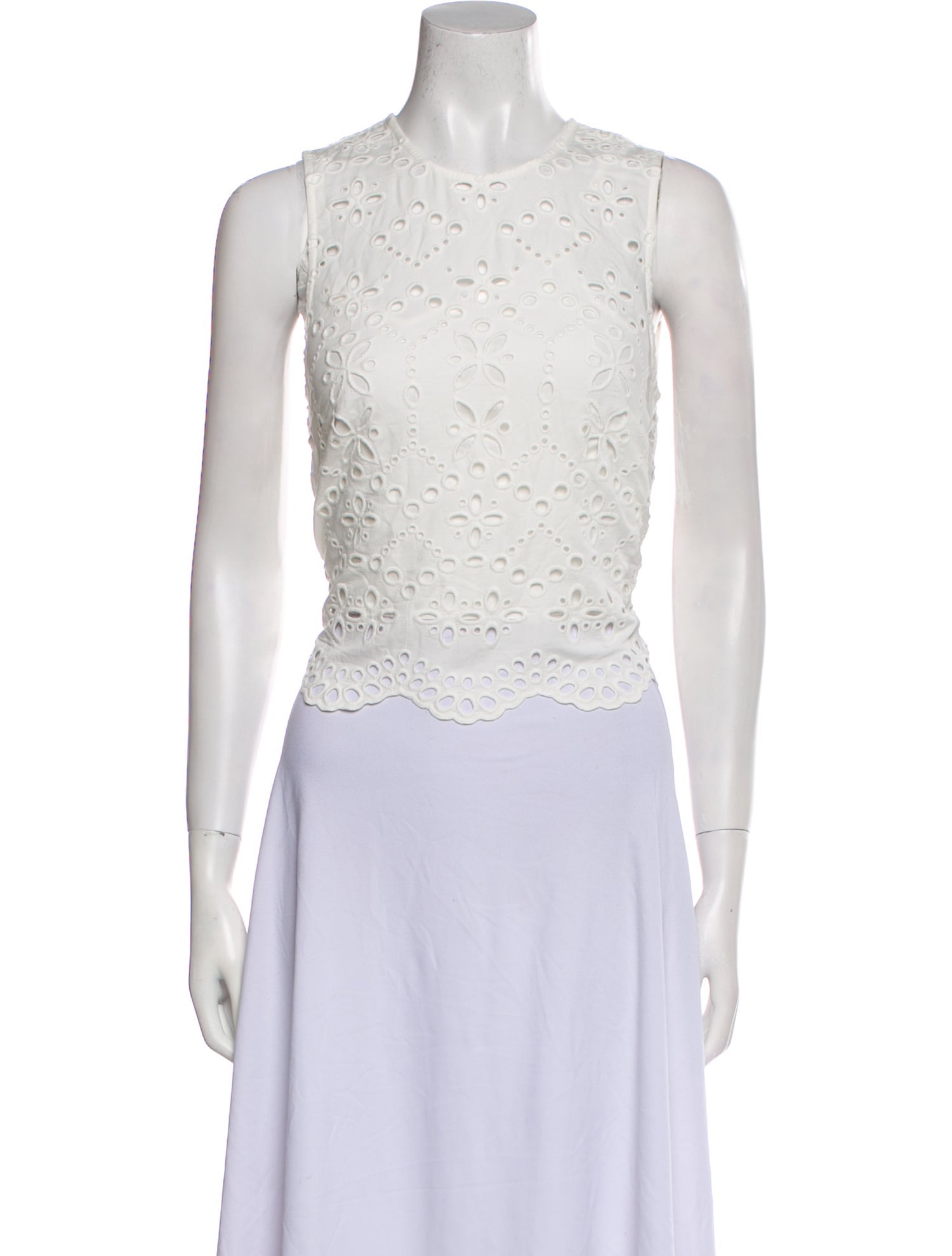 Veronica Beard Lace Pattern Crew Neck Crop Top