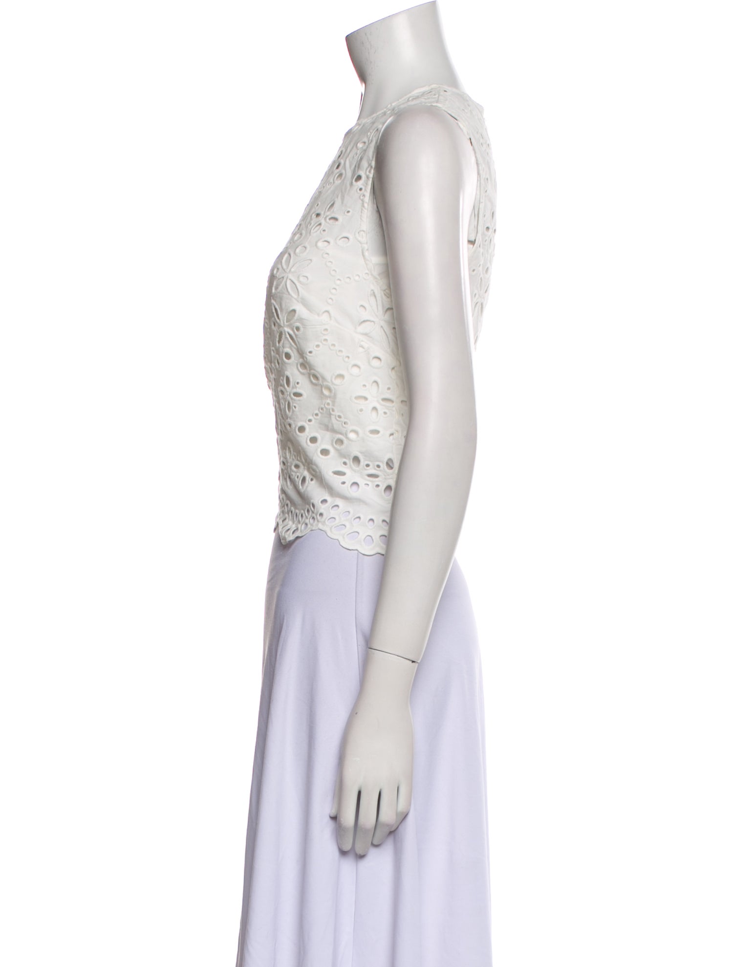 Veronica Beard Lace Pattern Crew Neck Crop Top