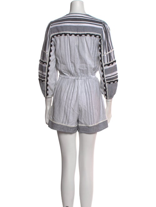 Veronica Beard Striped V-Neck Romper