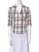Veronica Beard Plaid Print Three-Quarter Sleeve Button-Up Top