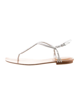 Veronica Beard Leather T-Strap Sandals