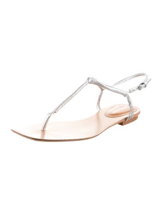 Veronica Beard Leather T-Strap Sandals
