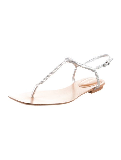 Veronica Beard Leather T-Strap Sandals