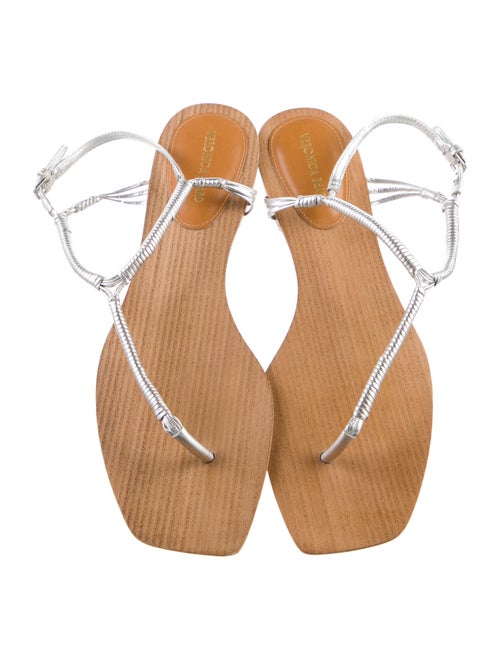 Veronica Beard Leather T-Strap Sandals